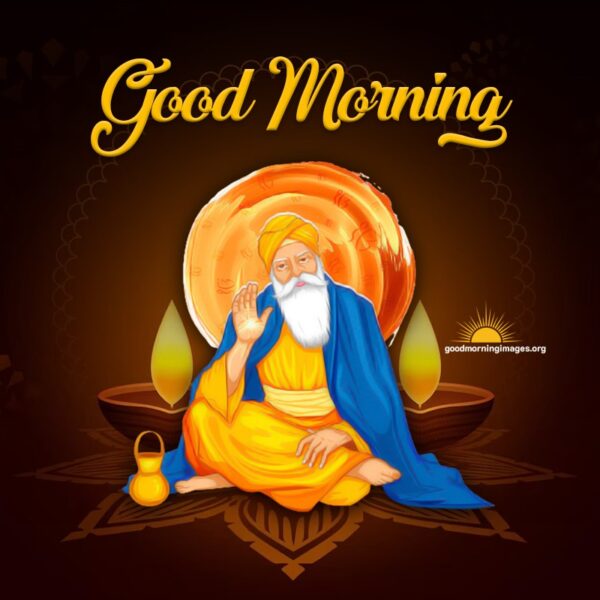 Good Morning With Beautiful Guru Nanak Dev Ji Image